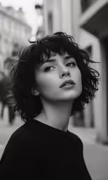 a woman looks over her shoulder with a concerned look