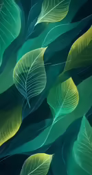 green leaves and dots in a pattern with a black background