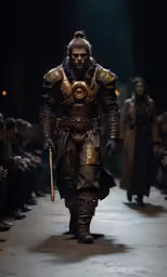 man in costume walking down the runway at a fashion show