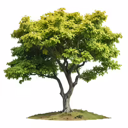 a very big pretty green tree on a white background