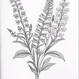 a drawing of two flowers in a vase,a drawing of flowers on white paper with black writing,some plants are growing in the grass near a bird,a pencil drawing of some flowers on white paper,a drawing of a plant with flowers