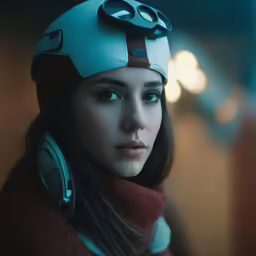 the girl wearing headphones has a face covering on