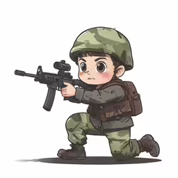 a cartoon of a soldier holding a rifle