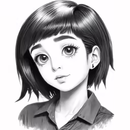 a pencil drawing of an anime character with hair