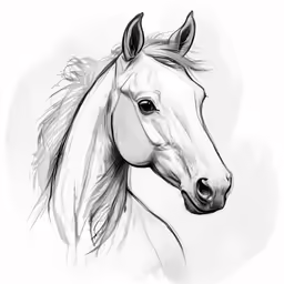 a drawing of a white horse