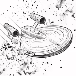 a drawing of a spaceship flying through the air