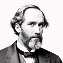 a bearded man wearing a black suit and bow tie
