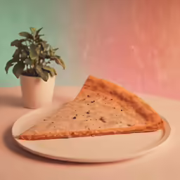 a white plate with a piece of pizza on it