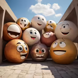 a bunch of different colored balls in an open area