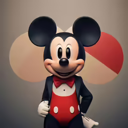 a mickey mouse posing with a giant smile