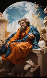a man sitting in an old temple wearing a long robe