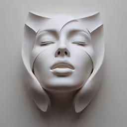a white female mannequin head with its eyes closed