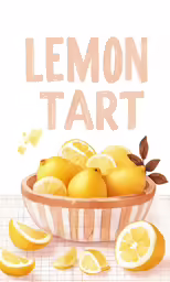 a basket filled with lemons and the words lemon tart