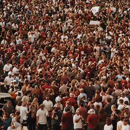 a large crowd of people are watching some men and women perform