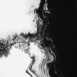 black and white photograph of water with a reflection on it