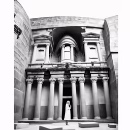 a bride in front of an ornate building