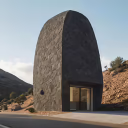 there is a very large stone structure with a door