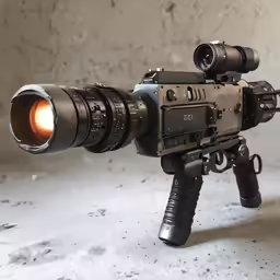 a large camera on a long tripod