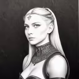 a woman with long blonde hair wearing a silver outfit
