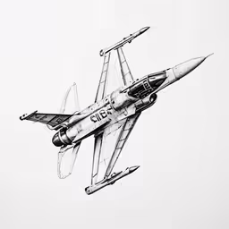 an air craft flying in the sky while it is sketched