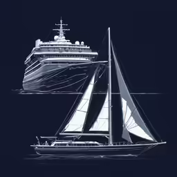 a sailing boat in the ocean at night