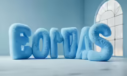 a close up of a blue frosted word with a window in the background