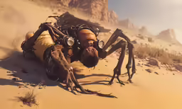 the large spider has two scuba equipment in its hands