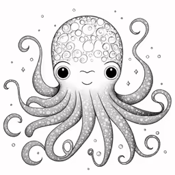 a octopus with big eyes and hair is featured in the page