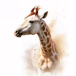 a giraffe with brown spots and spots of dirt in its ear