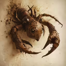 a very cute small crab in dirt on the ground
