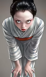 a woman with her hands on the chest