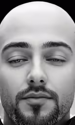 the man has his eyes closed and is wearing an eyeliner