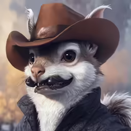 this is an image of a furry animal wearing a cowboy hat
