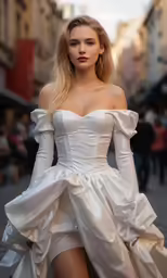 a beautiful woman in a dress posing for the camera