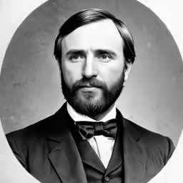 a black and white photo of a man wearing a suit