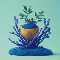 blue stuff is in a yellow bowl