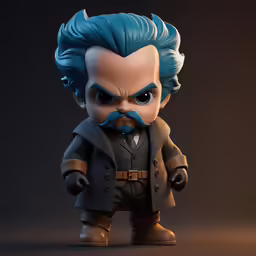 the little hero with blue hair is wearing an unusual look