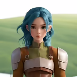 a very cute anime girl in green and brown