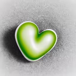 an object of green glass in the middle of a grey floor