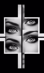 an artistic cross is featured with blue eyes
