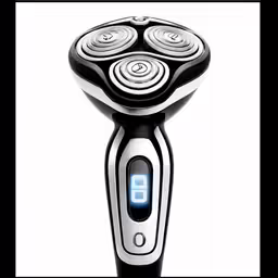 a black and white image of a shaver with an air dryer on top