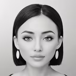 the woman with black hair and large earrings