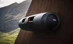 an electronic device is mounted to the side of a wall
