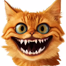 an image of a smiling cat with big teeth