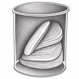 a black and white drawing of an apple in a jar