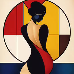 a woman with a dress that is made out of a painting