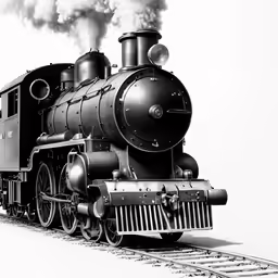 a black and white photo of a train with steam pouring out of the top