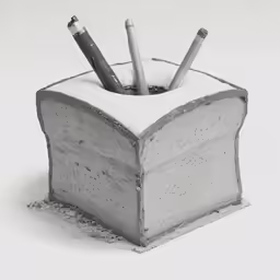 a drawing of an image of a piece of cake with one slice cut off