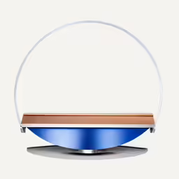 a very nice looking round object with a blue stripe