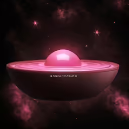 pink space object in the center of the night